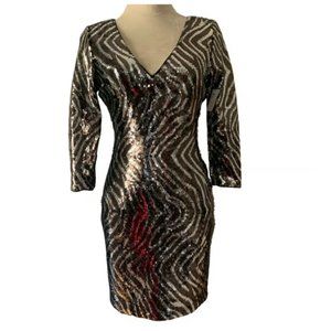New Guess Sequin Mini Dress - Zebra Pattern